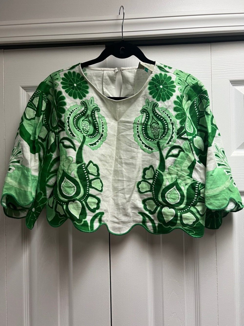 Farm Rio Color Festival Linen Cropped Blouse large nwot